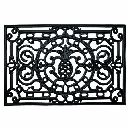 CONFIGURACION 18 x 30 in. Pineapple Heritage Rubber Rectangular Doormat, Black CO2544284